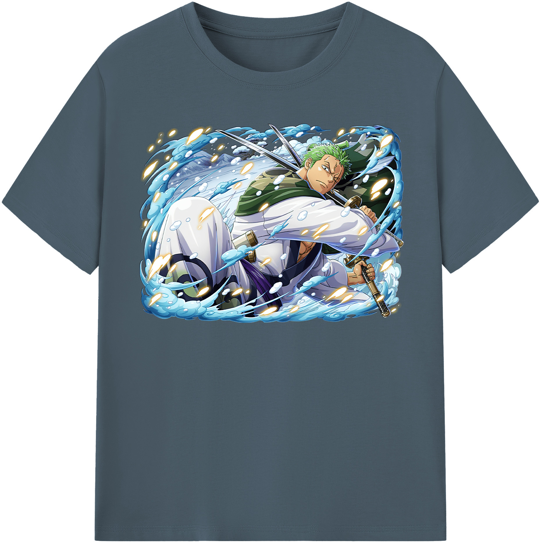 ワンピース ロロノア・ゾロ ONE PIECE Roronoa Zoro 綿100％半袖Tシャツ（フロントプリント）